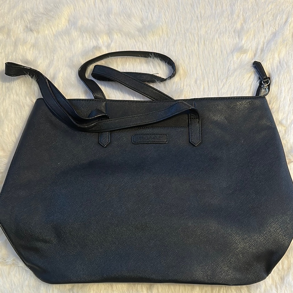 Black Vera Bradley Leather Tote Bag